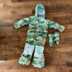 Burton Snowsuit size 4T with matching mitts.